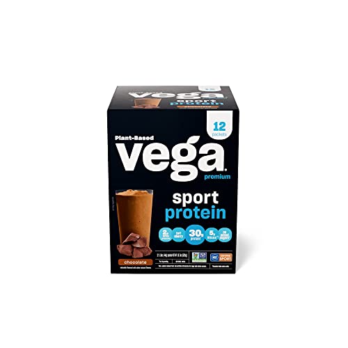 Vega Sport Premium Vegan Protein Powder Chocolate (12 Sachets) 30g Vegan Protein, 5g BCAAs, Low Carb
