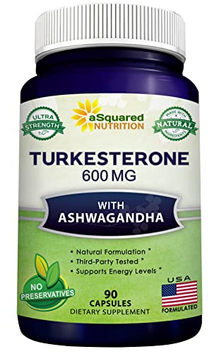 Turkesterone 600mg with Ashwagandha Supplement - 90 Capsules - Ajuga Turkestanica Extract Powder Std