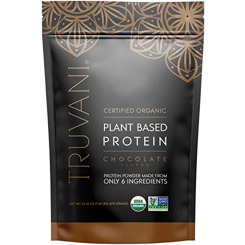 Truvani Plant Based Protein Powder - Chocolate USDA Certified Organic Protein Powder - Vegan, Non-GM