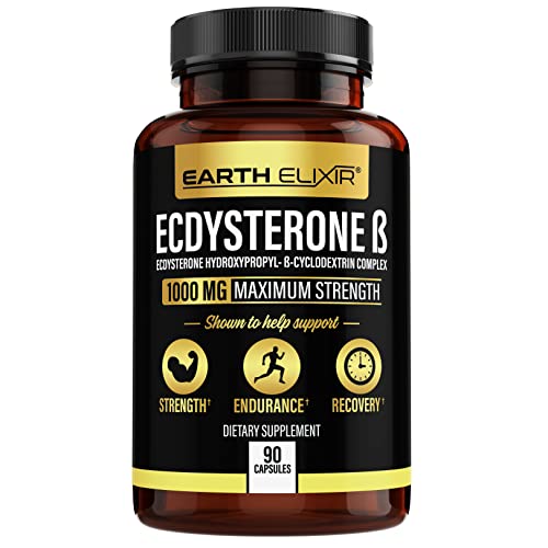 Earth Elixir Ecdysterone Supplement 1000 mg (90 Capsules) - 2 Month Supply – Max Purity -100% Pure
