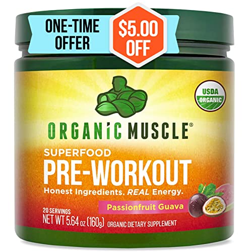 Organic Muscle Natural Pre Workout Powder for Men & Women - USDA Organic Vegan Pre-Workout for Energ