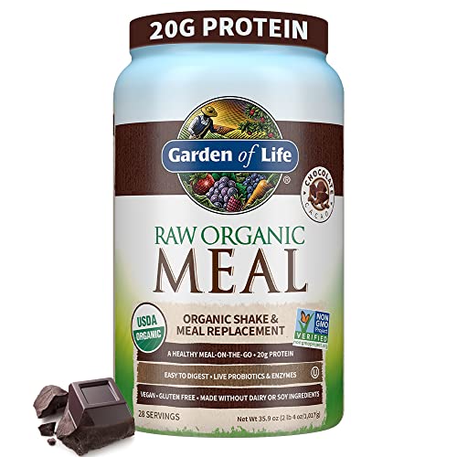 Garden of Life Raw Organic Meal Replacement Shakes - Chocolate Plant Based Vegan Protein Powder, Pea