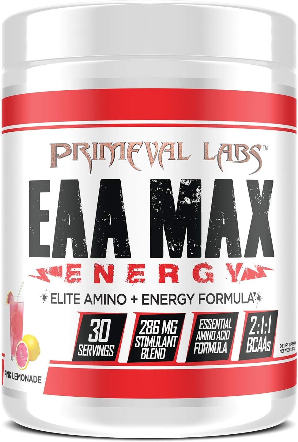 Primeval Labs EAA Max Energy Powder, Muscle Energy & Nutrient Delivery, Enhances Muscle Protein Synthesis, Recovery Powder, Improves Focus, Energy Boost Powder, Pink Lemonade, 30 Serving