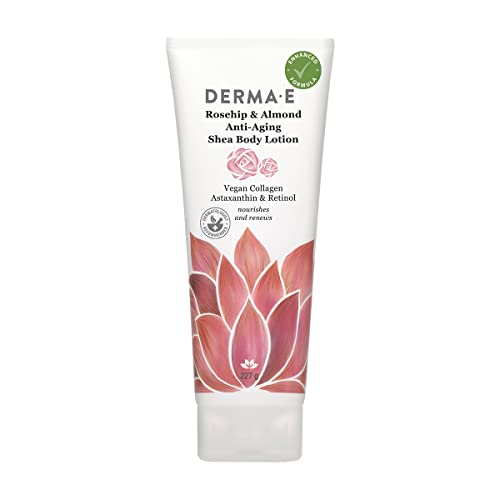 DERMA-E Rosehip and Almond Anti-Aging Shea Body Lotion – Vegan Collagen, Retinol and Vitamin E Moi