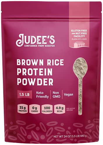 Judee's Brown Rice Protein Powder (80% Protein) 1.5 lb - 100% Non-GMO and Sprouted - Dairy-Free an