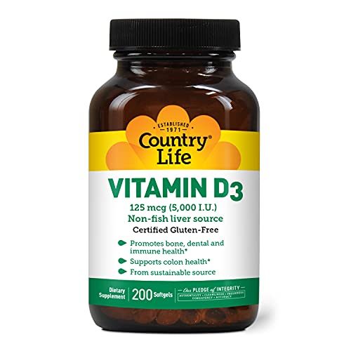 Country Life Vitamin D3 5000 I.U., 200-Softgel