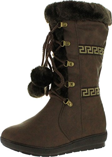 Reneeze Womens Coco-1 Flat Heel Mid Calf Boots,Brown,5.5