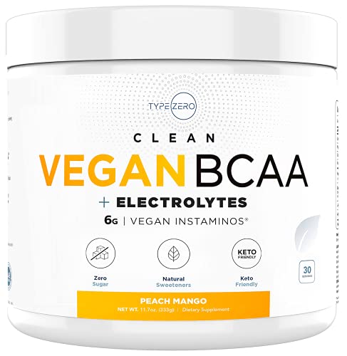 Ultra Clean Vegan BCAA Powder + Electrolytes (Peach Mango | 6G) 2:1:1 Sugar-Free/No Sucralose BCAAs 
