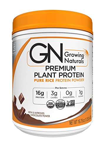 Growing Naturals Rice Protein Chocolate Power (476G) 16.80 Ounces by Growing Naturals