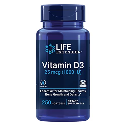 Life Extension Vitamin D3 25 mcg (1000 IU) –For Cognitive, Bone & Immune Health - Heart Health & B