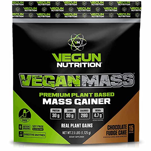 Vegun Nutrition VEGANMASS Vegan Mass Gainer Protein Powder, Plant Based Organic Meal Replacement Sup