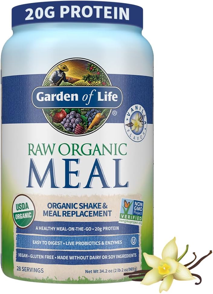
Garden of Life Vegan Protein Powder - Raw Organic Meal Replacement Shakes - Vanilla - Pea Protein, Greens and Probiotics for Women and Men, Plant Based...