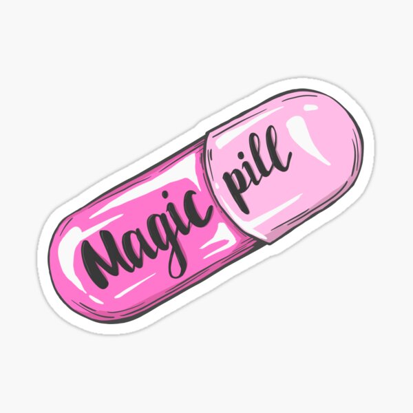Pink handdrawn magic pill" Sticker for Sale by kotyplastic | Redbubble